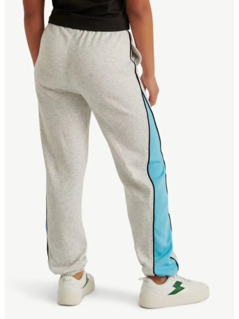 NASCAR X Justice Girls Heather Gray & Blue Jogger Sweatpants With Side Stripe &